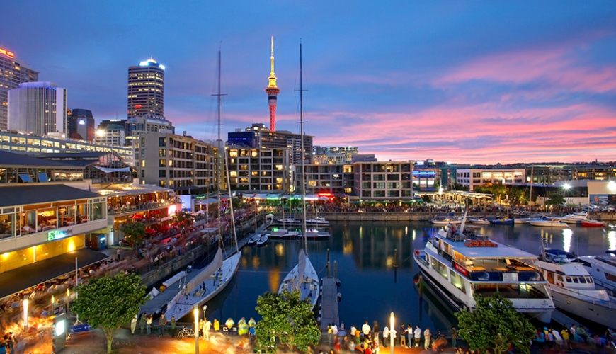 Sunset at Auckland Harbour Festival 2006. Viaduct Basin. Auckland. New Zealand